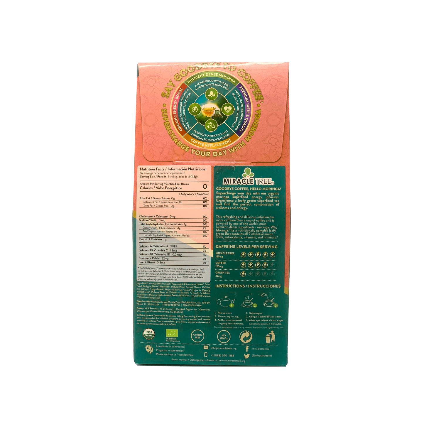 Moringa Energy Tea, Peach Mint Apricot