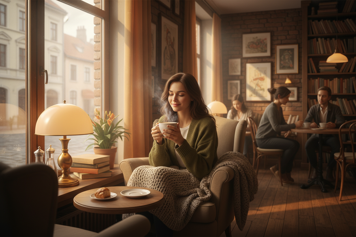 A person enjoying a hot cup of coffee